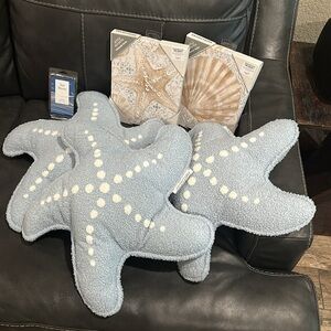 Blue Starfish Throw Pillows